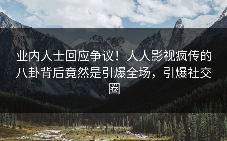 业内人士回应争议！人人影视疯传的八卦背后竟然是引爆全场，引爆社交圈