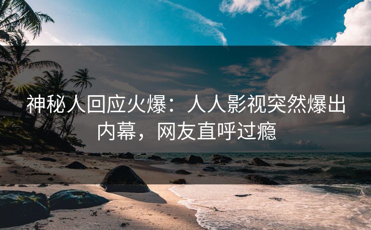 神秘人回应火爆：人人影视突然爆出内幕，网友直呼过瘾
