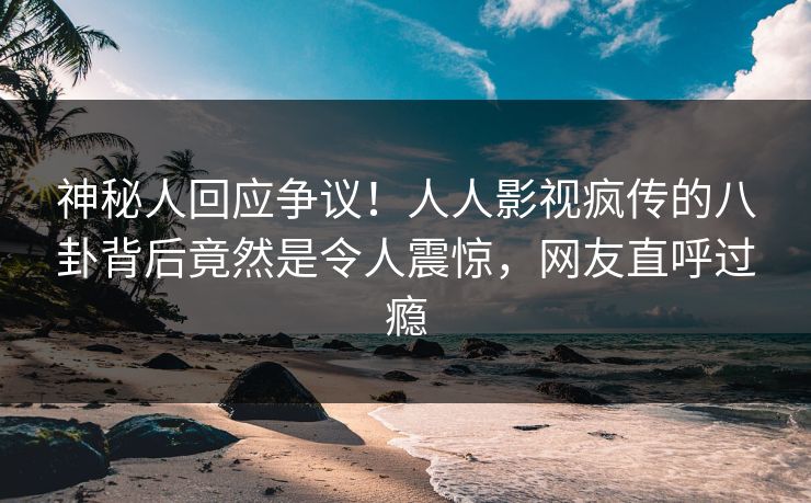 神秘人回应争议！人人影视疯传的八卦背后竟然是令人震惊，网友直呼过瘾